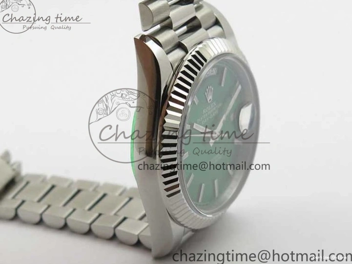 0114 Affordable Day-Date 40mm 228239 BP New Dial Version 904 SS Green Stick Markers Dial on SS President Bracelet A 2817